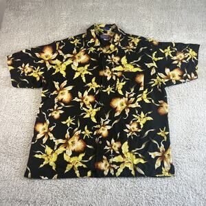 Pendleton 100% Silk Wood Button Up Hawaiian Tee Shirt Size Large Floral Design